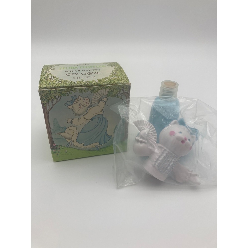 1970s Avon Felina Fluffles Cat Pink & Pretty Cologne New in Box FULL 2 fl oz